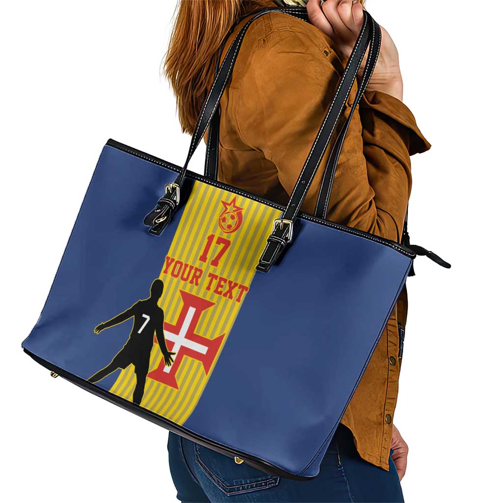 Custom Portugal Maderia Football Leather Tote Bag Sporty Style