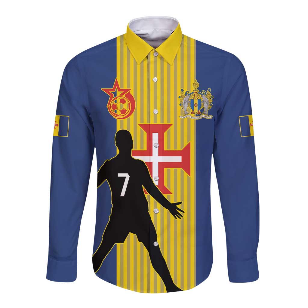 Custom Portugal Maderia Football Long Sleeve Button Shirt Sporty Style