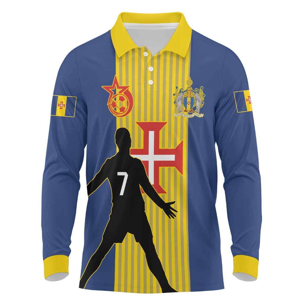 Custom Portugal Maderia Football Long Sleeve Polo Shirt Sporty Style
