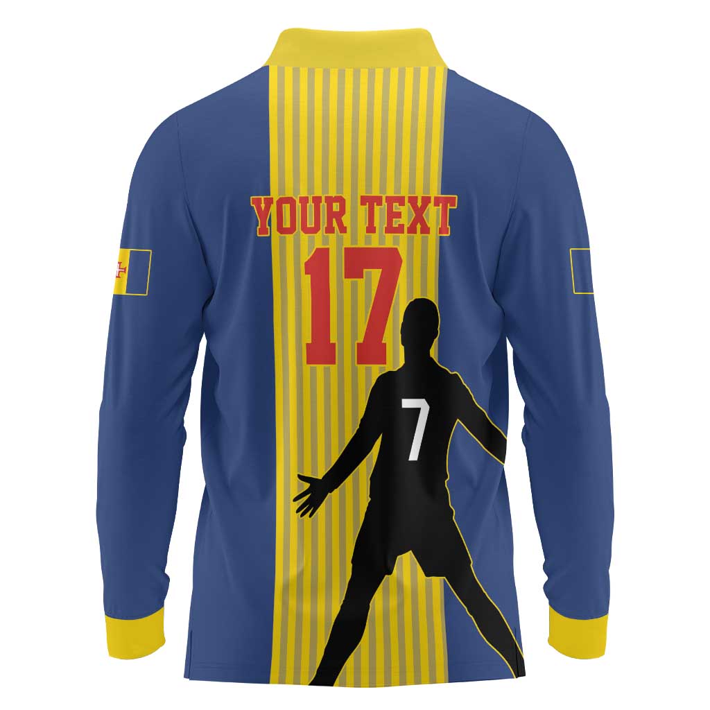 Custom Portugal Maderia Football Long Sleeve Polo Shirt Sporty Style
