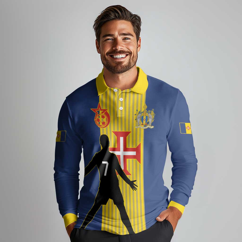 Custom Portugal Maderia Football Long Sleeve Polo Shirt Sporty Style