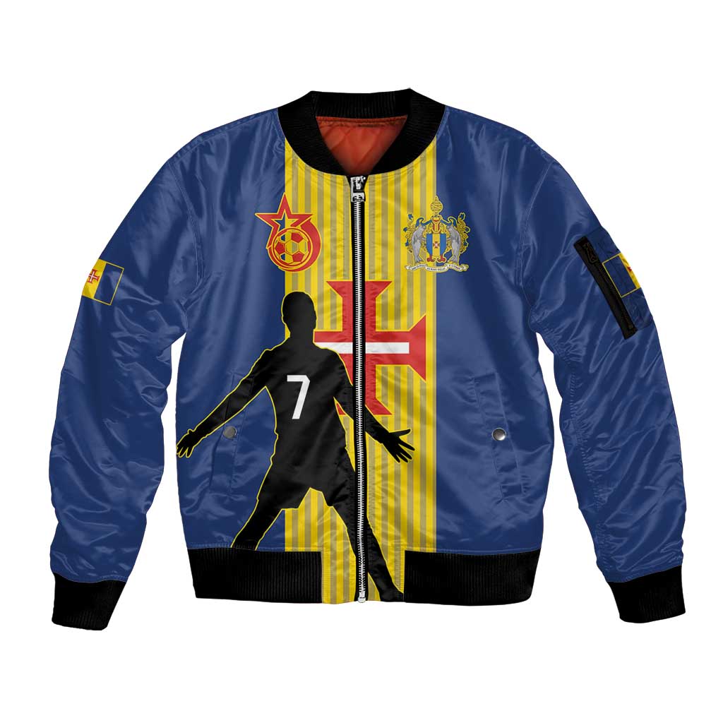 Custom Portugal Maderia Football Sleeve Zip Bomber Jacket Sporty Style