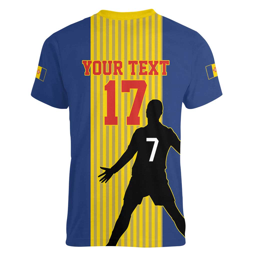 Custom Portugal Maderia Football Women V-Neck T-Shirt Sporty Style