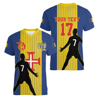 Custom Portugal Maderia Football Women V-Neck T-Shirt Sporty Style