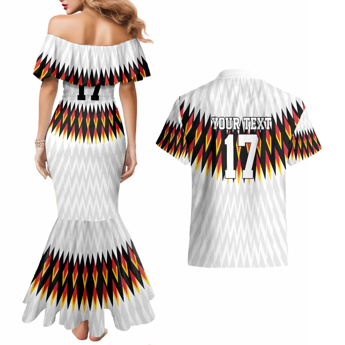 Custom Germany Football Couples Matching Mermaid Dress and Hawaiian Shirt Sporty Style