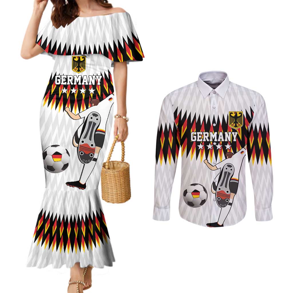 Custom Germany Football Couples Matching Mermaid Dress and Long Sleeve Button Shirt Sporty Style