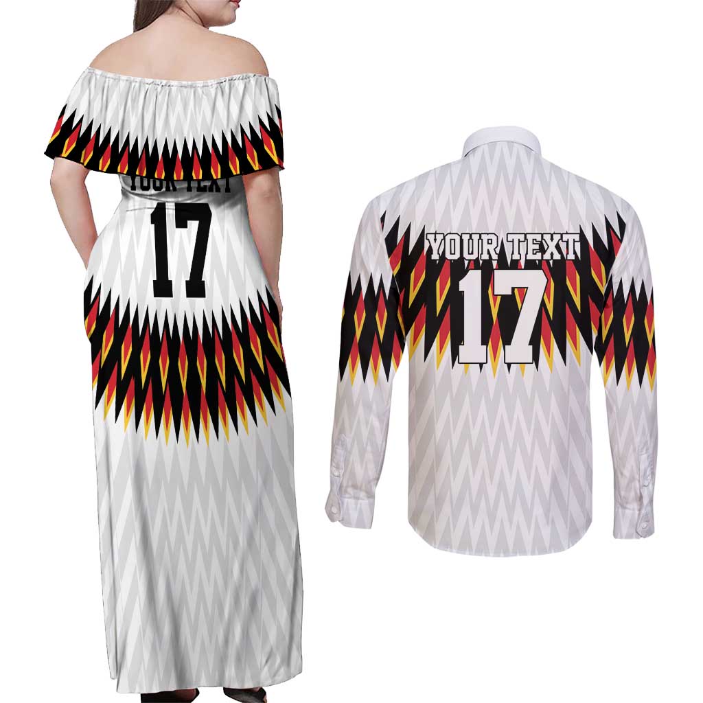Custom Germany Football Couples Matching Off Shoulder Maxi Dress and Long Sleeve Button Shirt Sporty Style