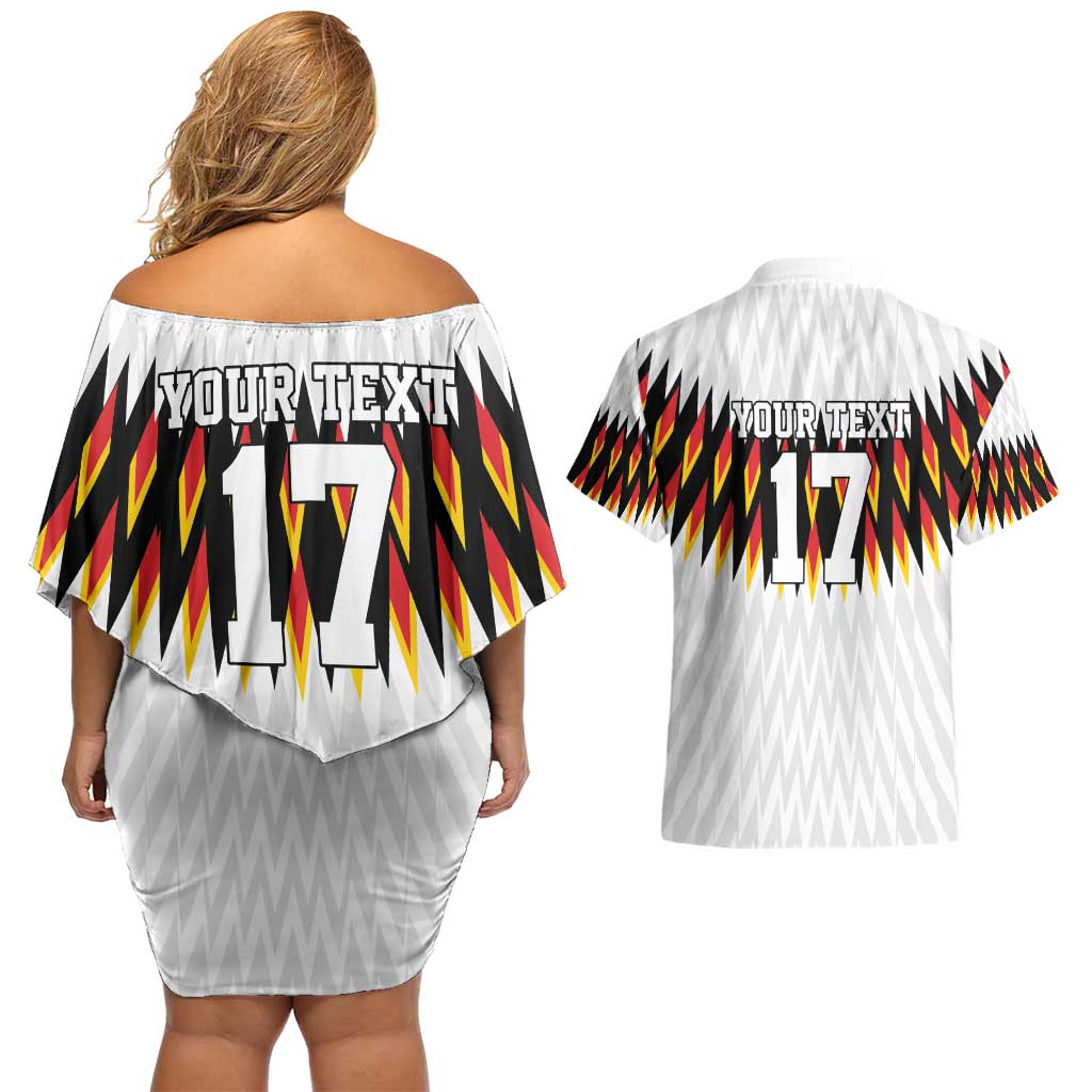 Custom Germany Football Couples Matching Off Shoulder Short Dress and Hawaiian Shirt Sporty Style