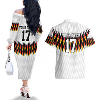 Custom Germany Football Couples Matching Off The Shoulder Long Sleeve Dress and Hawaiian Shirt Sporty Style