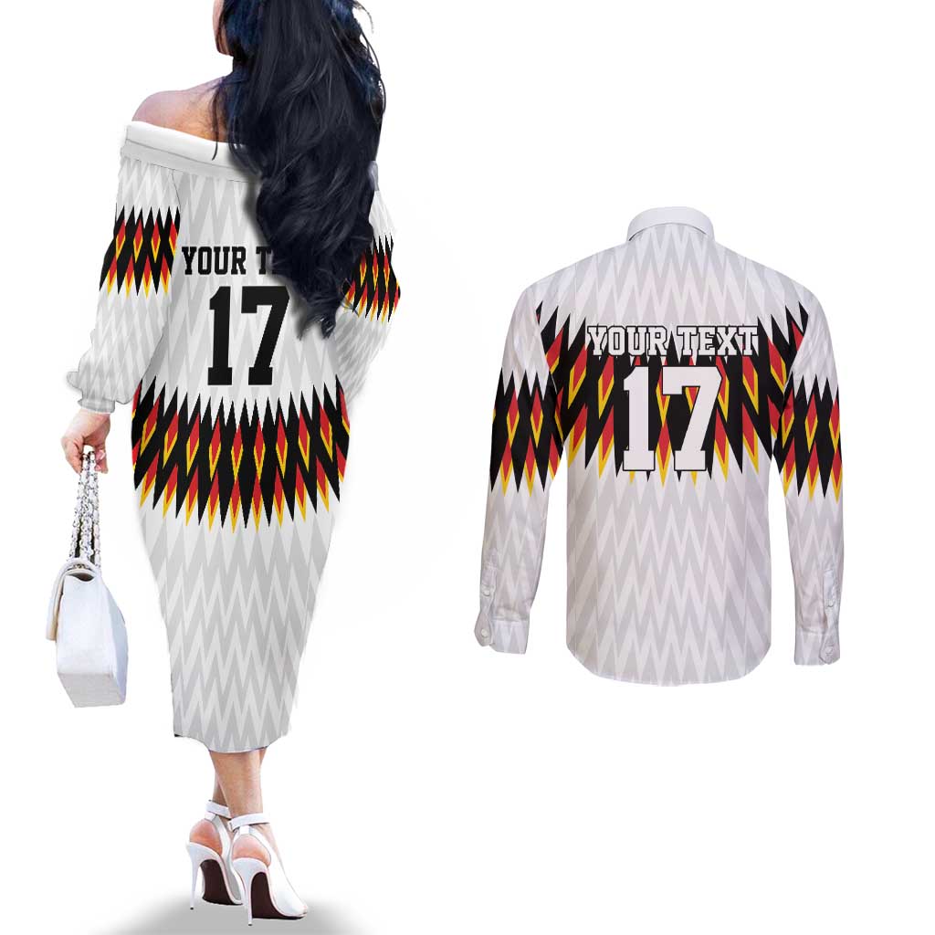 Custom Germany Football Couples Matching Off The Shoulder Long Sleeve Dress and Long Sleeve Button Shirt Sporty Style