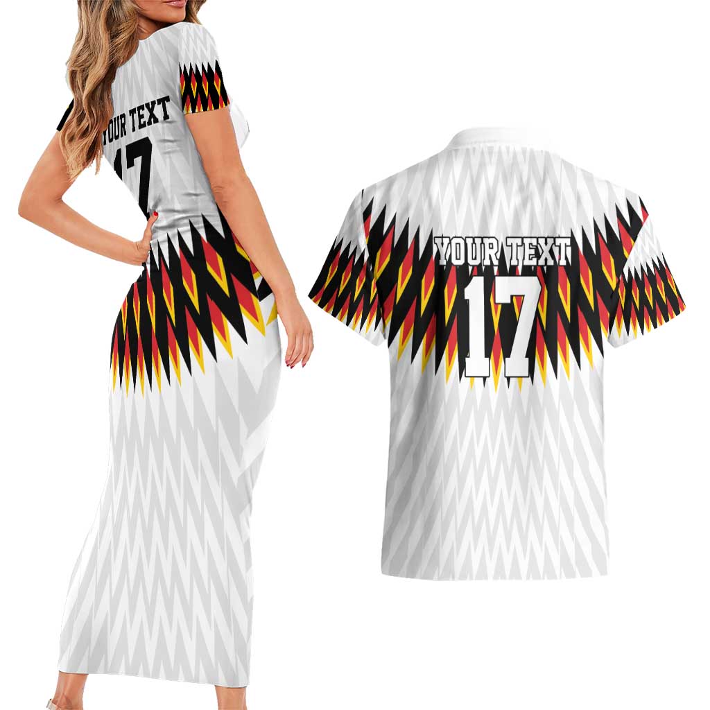 Custom Germany Football Couples Matching Short Sleeve Bodycon Dress and Hawaiian Shirt Sporty Style