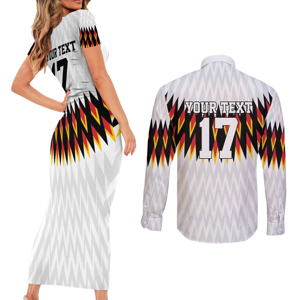 Custom Germany Football Couples Matching Short Sleeve Bodycon Dress and Long Sleeve Button Shirt Sporty Style