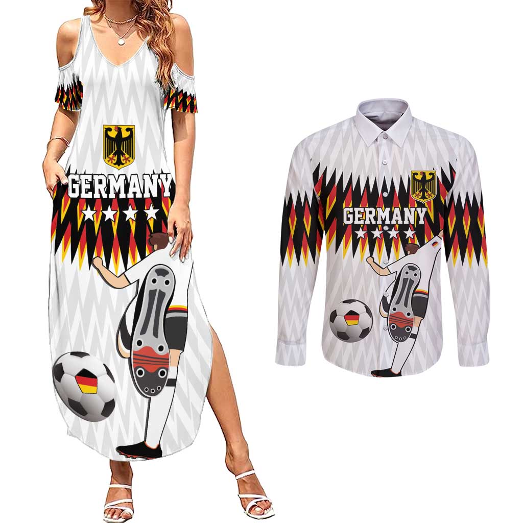Custom Germany Football Couples Matching Summer Maxi Dress and Long Sleeve Button Shirt Sporty Style