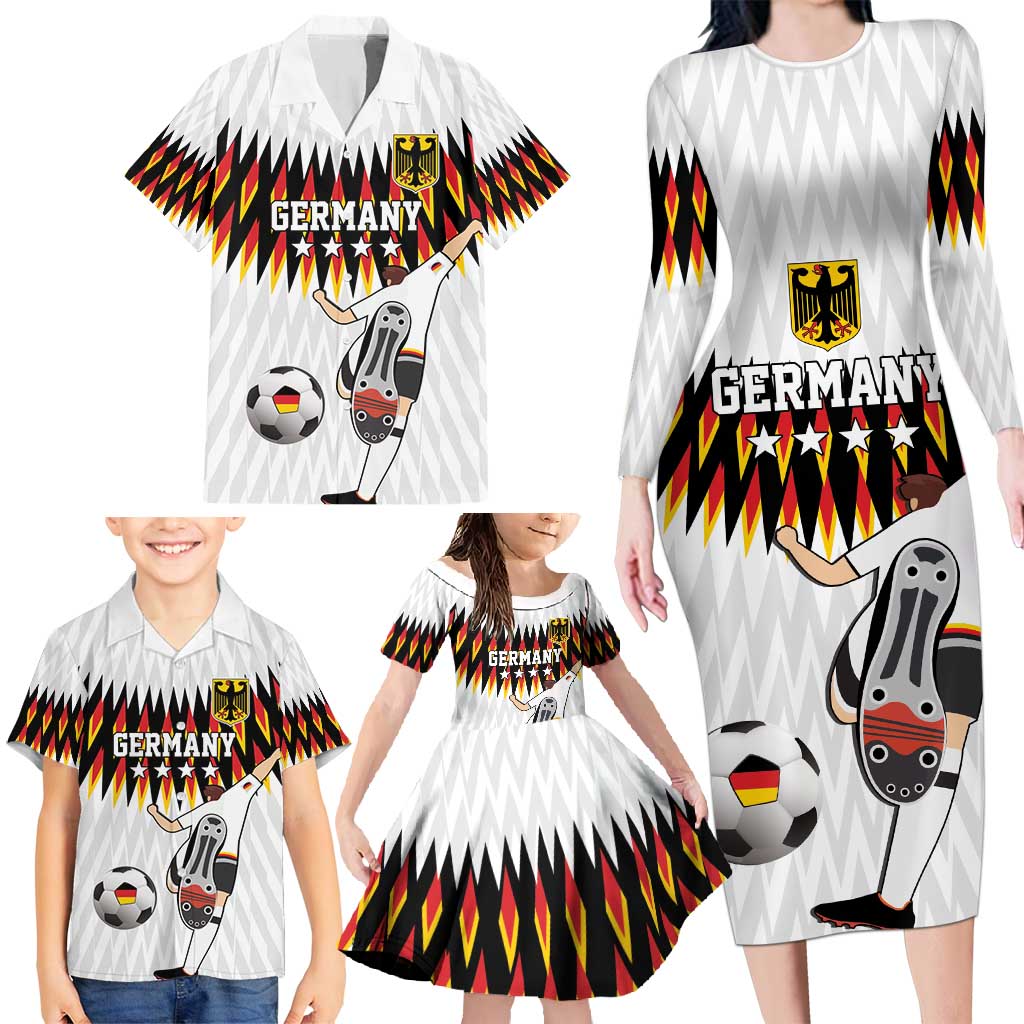 Custom Germany Football Family Matching Long Sleeve Bodycon Dress and Hawaiian Shirt Sporty Style