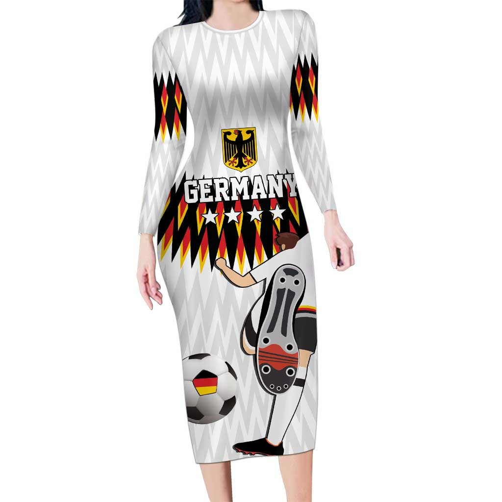Custom Germany Football Family Matching Long Sleeve Bodycon Dress and Hawaiian Shirt Sporty Style