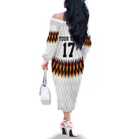 Custom Germany Football Family Matching Off The Shoulder Long Sleeve Dress and Hawaiian Shirt Sporty Style