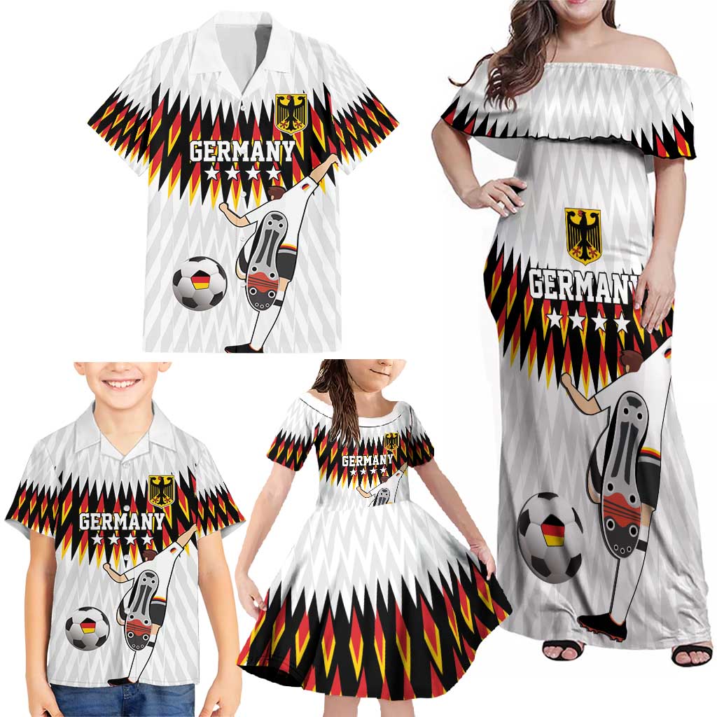 Custom Germany Football Family Matching Off Shoulder Maxi Dress and Hawaiian Shirt Sporty Style