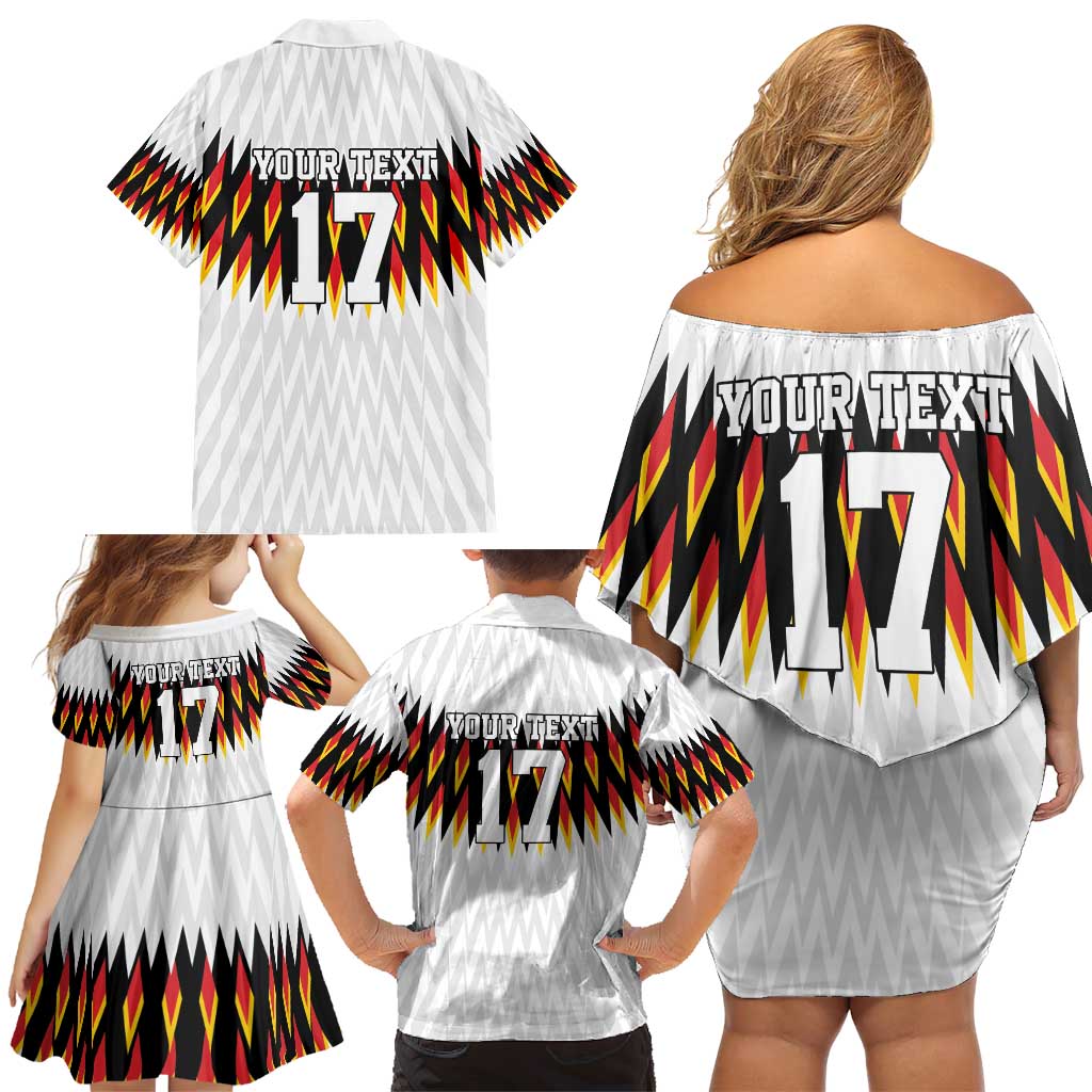 Custom Germany Football Family Matching Off Shoulder Short Dress and Hawaiian Shirt Sporty Style