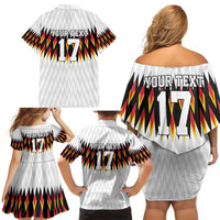 Custom Germany Football Family Matching Off Shoulder Short Dress and Hawaiian Shirt Sporty Style