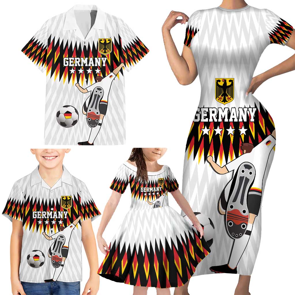 Custom Germany Football Family Matching Short Sleeve Bodycon Dress and Hawaiian Shirt Sporty Style