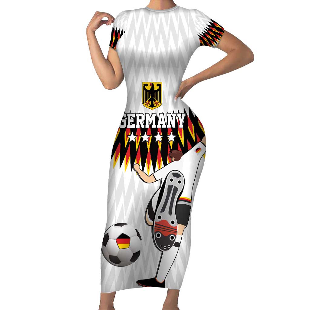 Custom Germany Football Family Matching Short Sleeve Bodycon Dress and Hawaiian Shirt Sporty Style