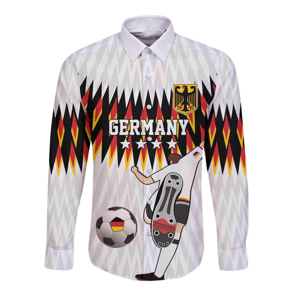 Custom Germany Football Long Sleeve Button Shirt Sporty Style