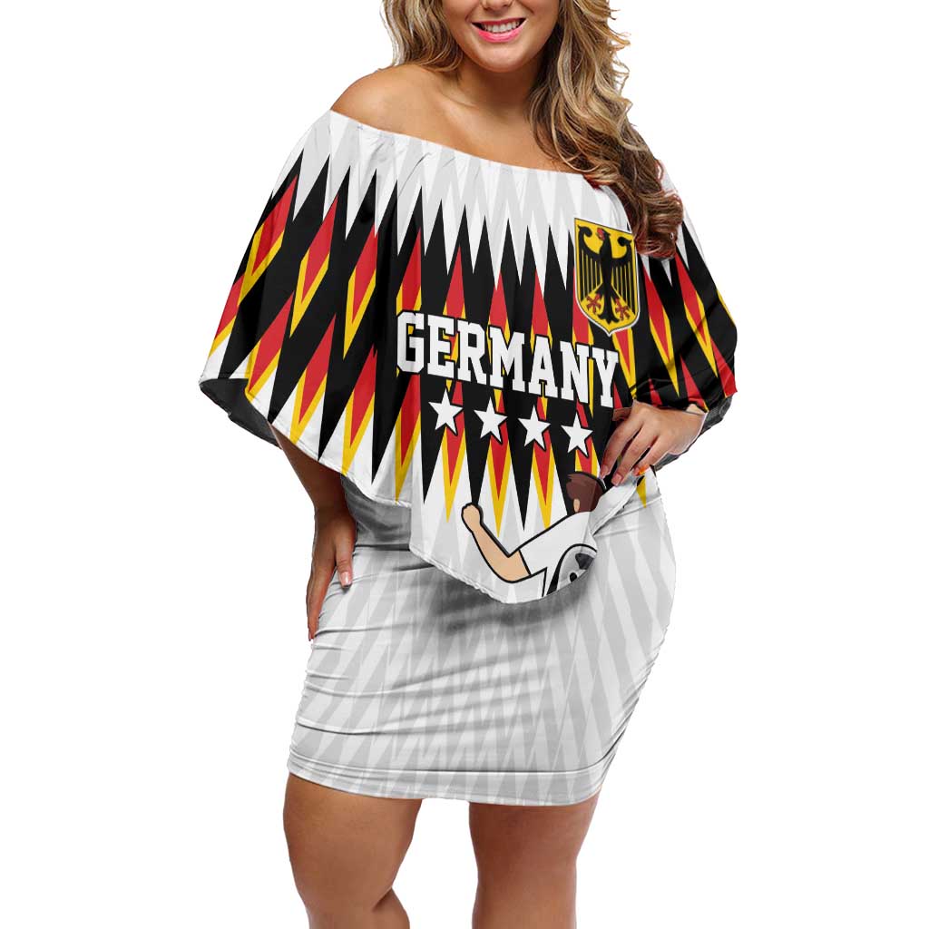 Custom Germany Football Off Shoulder Short Dress Sporty Style