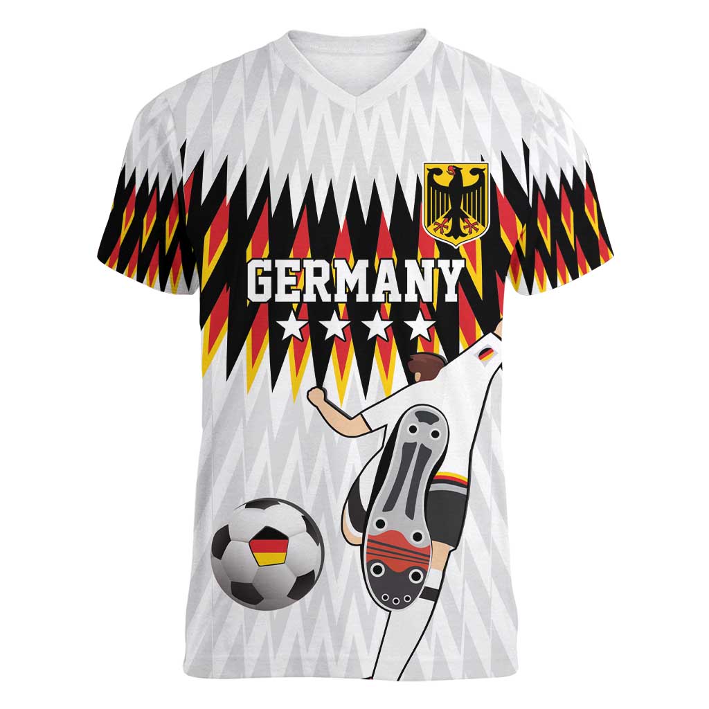 Custom Germany Football Women V-Neck T-Shirt Sporty Style