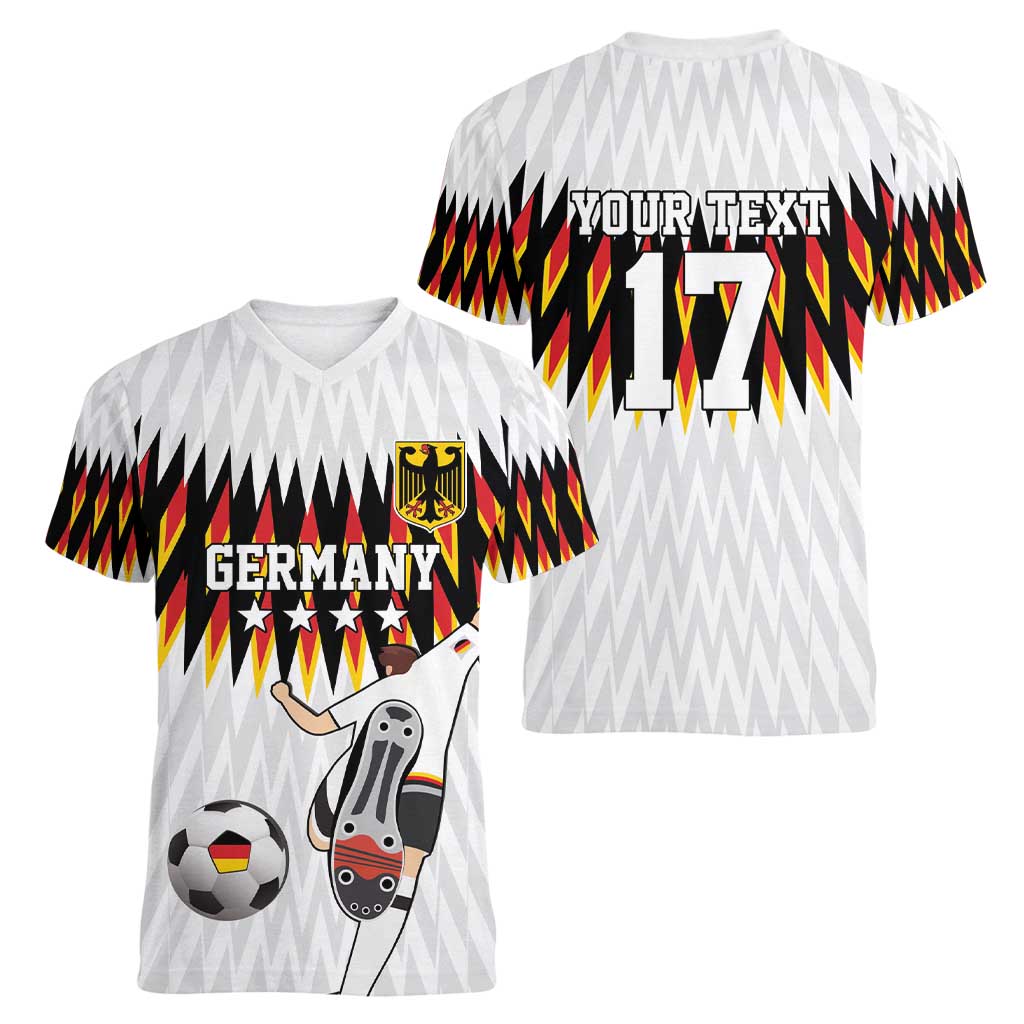 Custom Germany Football Women V-Neck T-Shirt Sporty Style