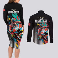 Personalized Isle of Man TT Couples Matching Long Sleeve Bodycon Dress and Long Sleeve Button Shirt Motorcycle Racing