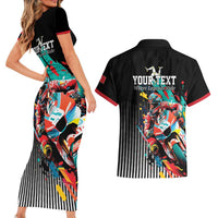 Personalized Isle of Man TT Couples Matching Short Sleeve Bodycon Dress and Hawaiian Shirt Motorcycle Racing