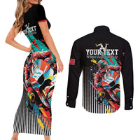 Personalized Isle of Man TT Couples Matching Short Sleeve Bodycon Dress and Long Sleeve Button Shirt Motorcycle Racing