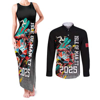 Personalized Isle of Man TT Couples Matching Tank Maxi Dress and Long Sleeve Button Shirt Motorcycle Racing