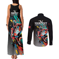 Personalized Isle of Man TT Couples Matching Tank Maxi Dress and Long Sleeve Button Shirt Motorcycle Racing