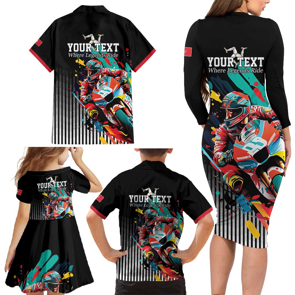 Personalized Isle of Man TT Family Matching Long Sleeve Bodycon Dress and Hawaiian Shirt Motorcycle Racing