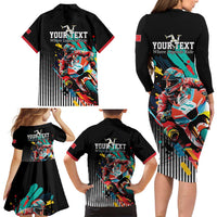 Personalized Isle of Man TT Family Matching Long Sleeve Bodycon Dress and Hawaiian Shirt Motorcycle Racing