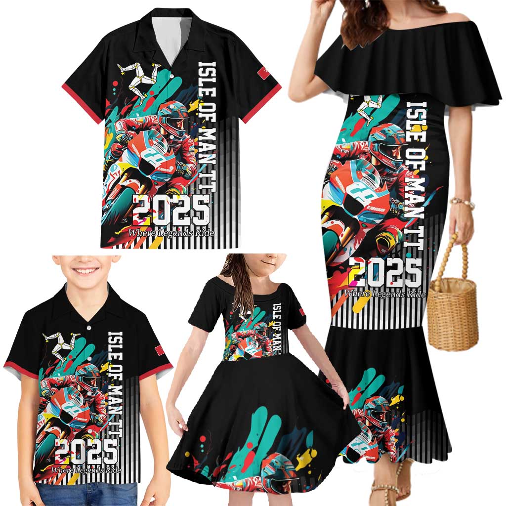 Personalized Isle of Man TT Family Matching Mermaid Dress and Hawaiian Shirt Motorcycle Racing
