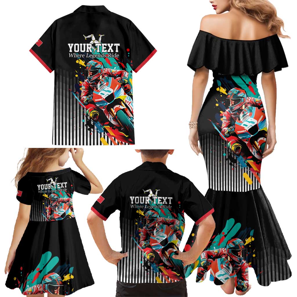 Personalized Isle of Man TT Family Matching Mermaid Dress and Hawaiian Shirt Motorcycle Racing