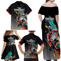 Personalized Isle of Man TT Family Matching Off Shoulder Maxi Dress and Hawaiian Shirt Motorcycle Racing