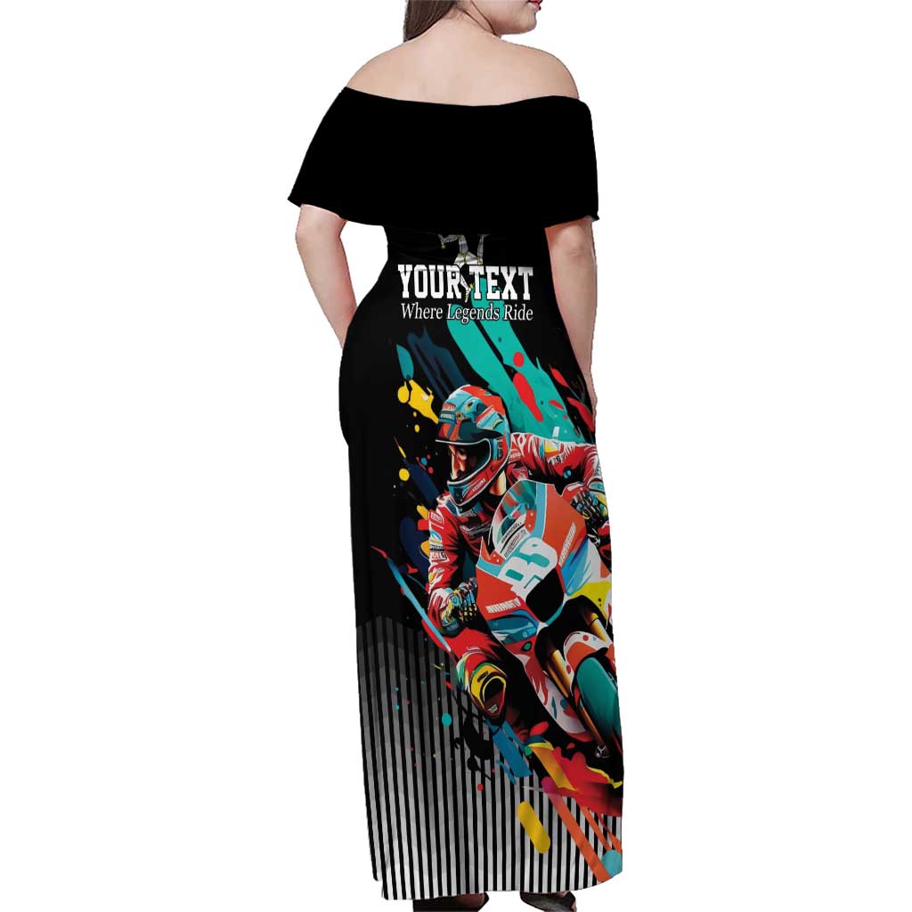 Personalized Isle of Man TT Family Matching Off Shoulder Maxi Dress and Hawaiian Shirt Motorcycle Racing
