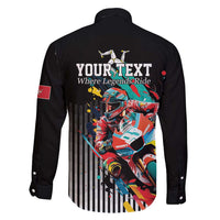 Personalized Isle of Man TT Family Matching Off Shoulder Short Dress and Hawaiian Shirt Motorcycle Racing