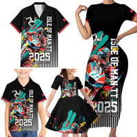 Personalized Isle of Man TT Family Matching Short Sleeve Bodycon Dress and Hawaiian Shirt Motorcycle Racing