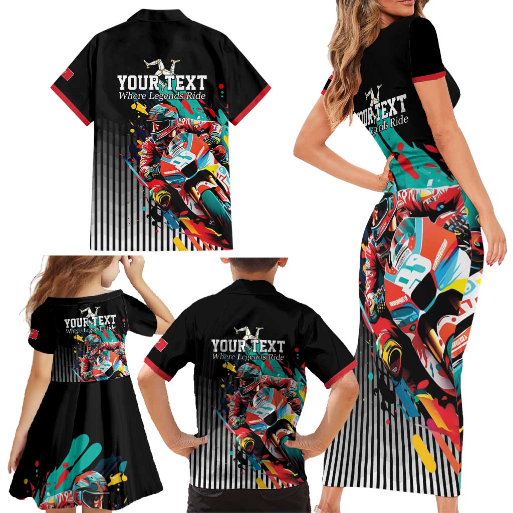 Personalized Isle of Man TT Family Matching Short Sleeve Bodycon Dress and Hawaiian Shirt Motorcycle Racing
