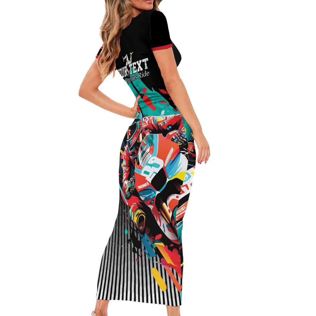 Personalized Isle of Man TT Family Matching Short Sleeve Bodycon Dress and Hawaiian Shirt Motorcycle Racing