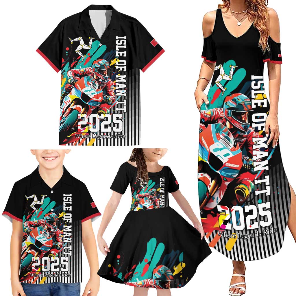 Personalized Isle of Man TT Family Matching Summer Maxi Dress and Hawaiian Shirt Motorcycle Racing