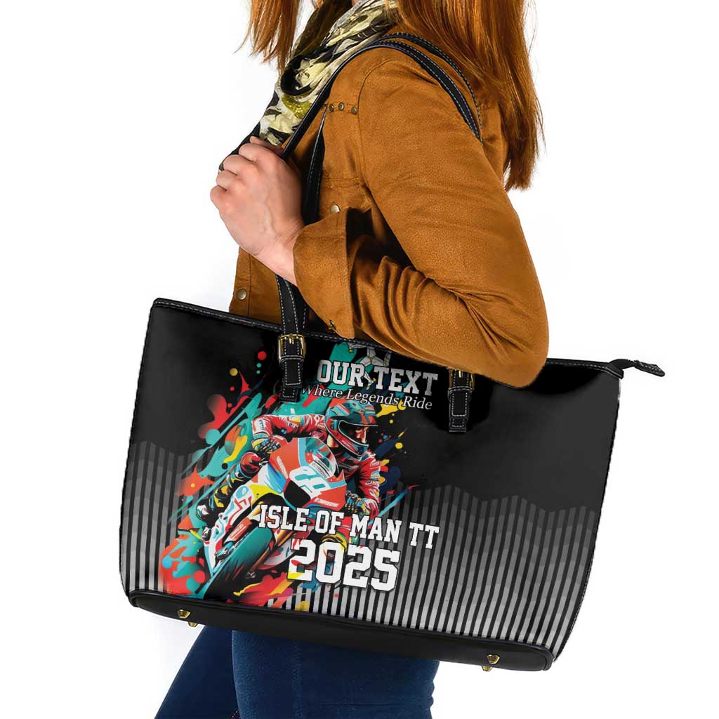 Personalized Isle of Man TT Leather Tote Bag Motorcycle Racing