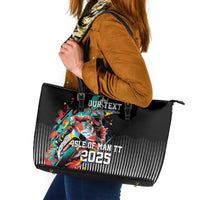 Personalized Isle of Man TT Leather Tote Bag Motorcycle Racing
