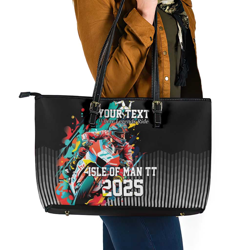 Personalized Isle of Man TT Leather Tote Bag Motorcycle Racing