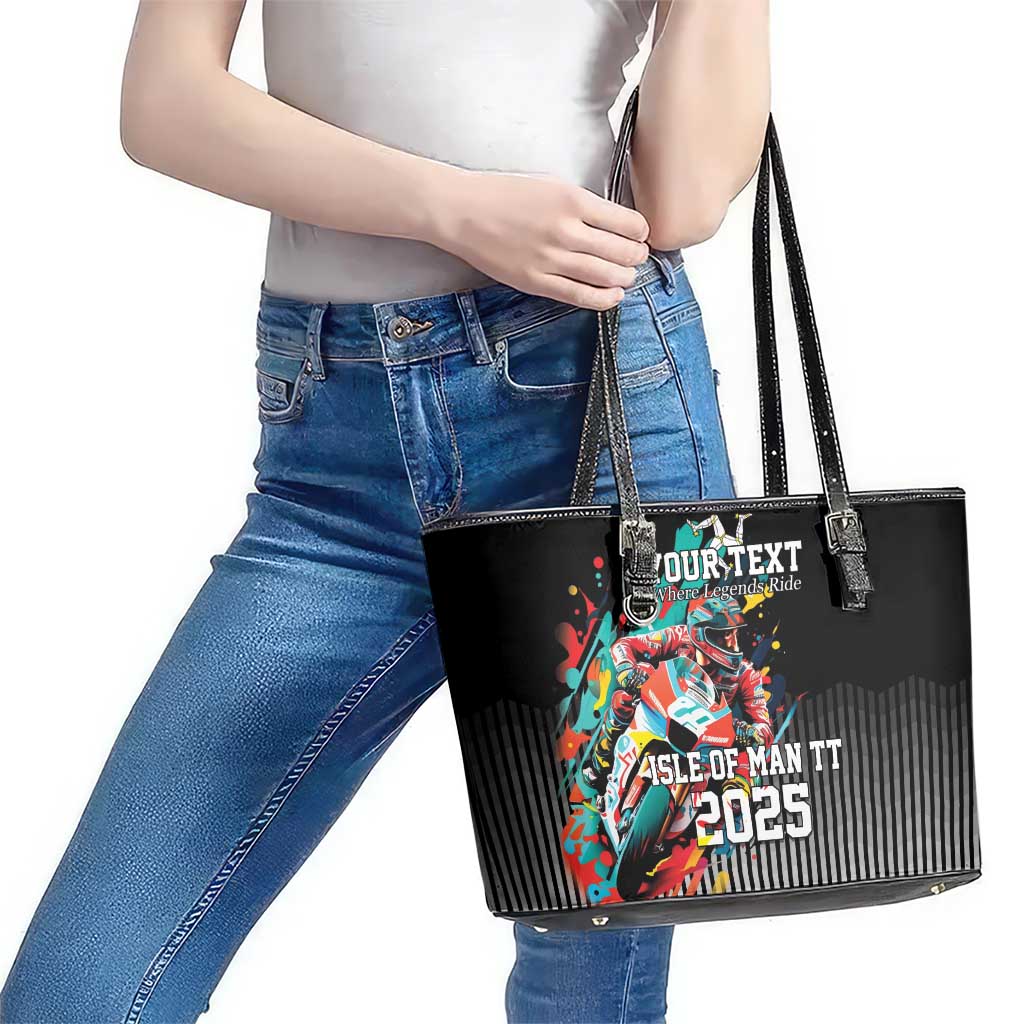 Personalized Isle of Man TT Leather Tote Bag Motorcycle Racing