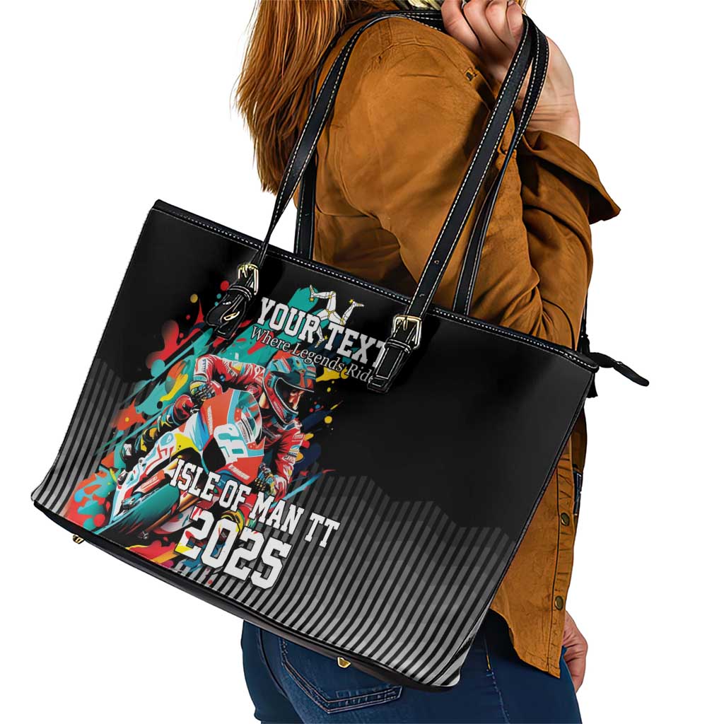 Personalized Isle of Man TT Leather Tote Bag Motorcycle Racing